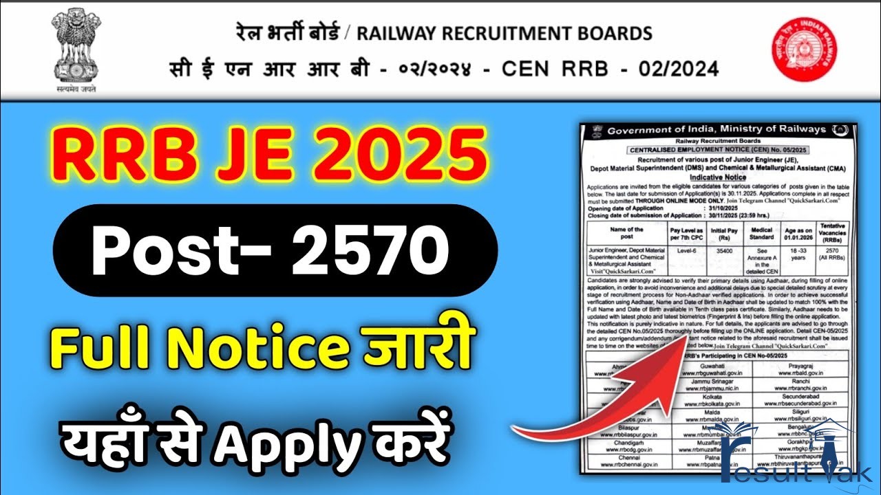 RRB JE Recruitment 2025