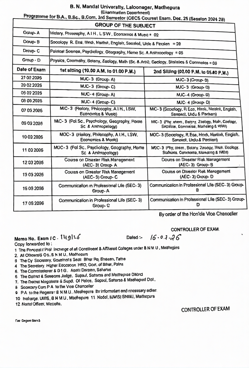 BNMU BA BSc BCom 3rd Semester Exam 2024-28: परीक्षा कार्यक्रम और सेंटर लिस्ट जारी, 27 फरवरी से शुरू 1 7w6298ddp9rmy0cwdsz8n9d9j0
