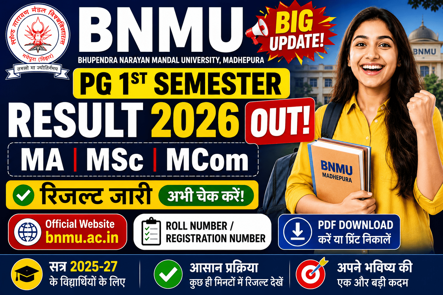 BNMU PG 1st Sem Result 2026